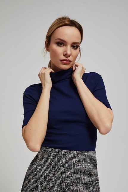 Ribbed turtleneck blouse