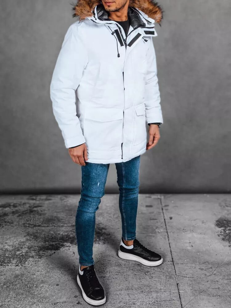 Men's Winter Hooded Jacket, Dstreet White