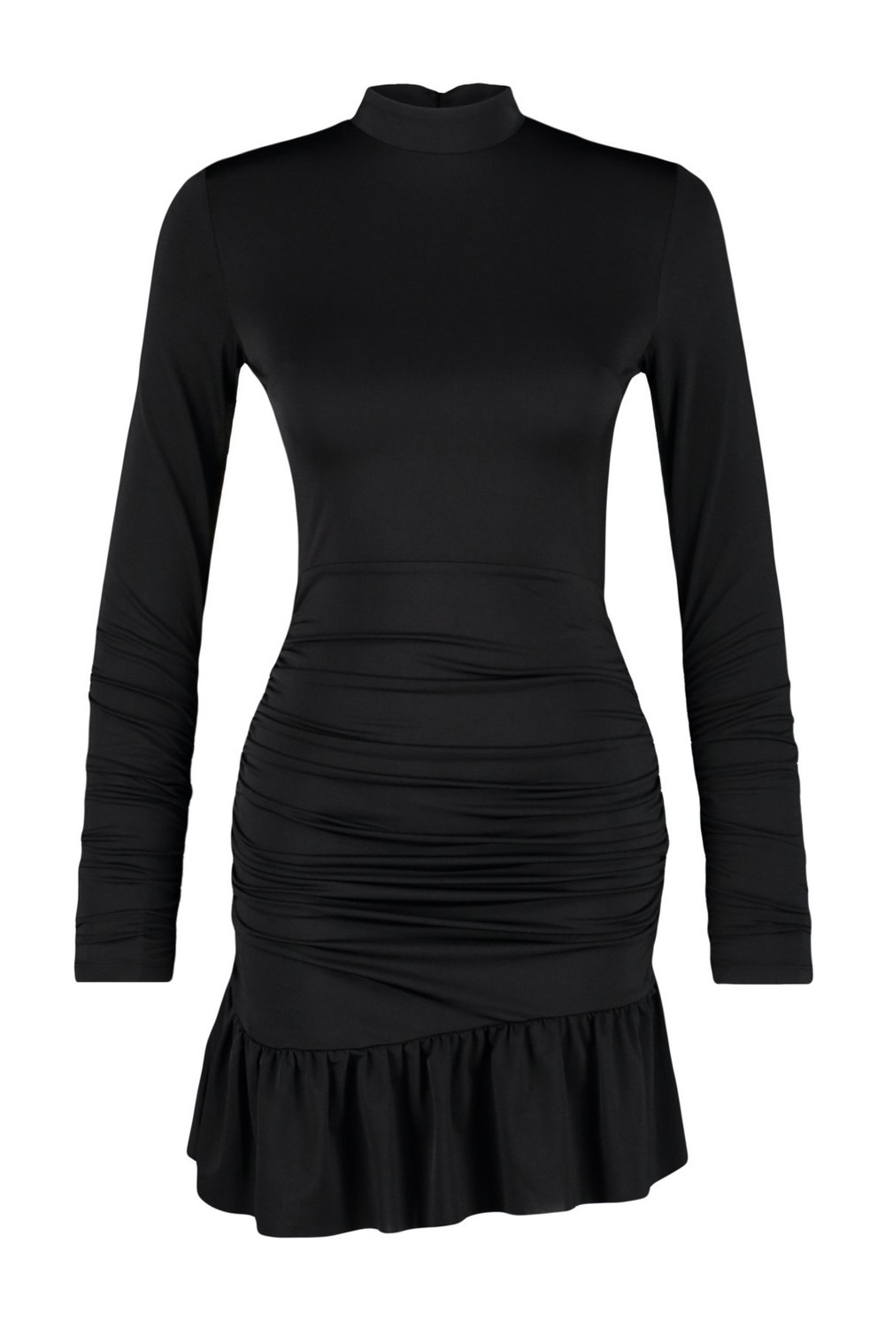 Trendyol Black Fitted Evening Dress with Ruffles