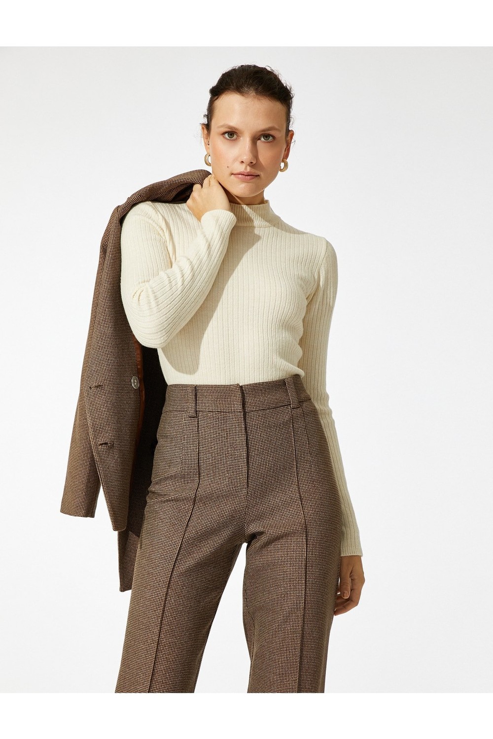 Koton Ribbed Stand-Up Sweater