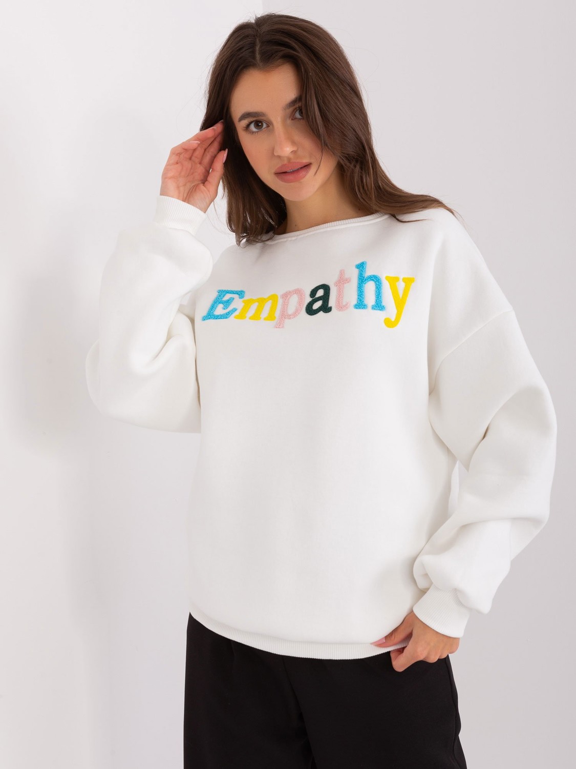Ecru hoodie with inscription
