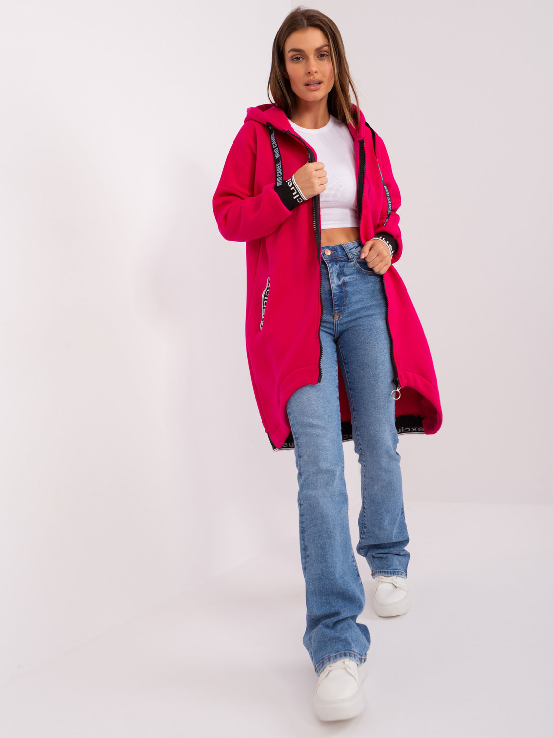 Fuchsia Long Zippered Hoodie