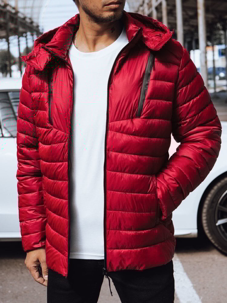 Men's quilted jacket with hood red Dstreet