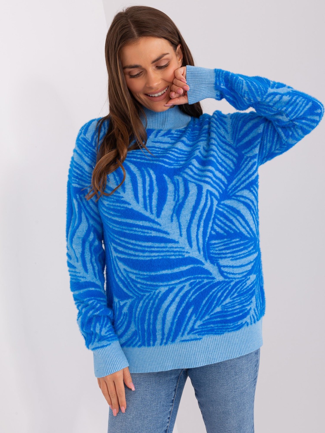 Blue women's turtleneck with viscose