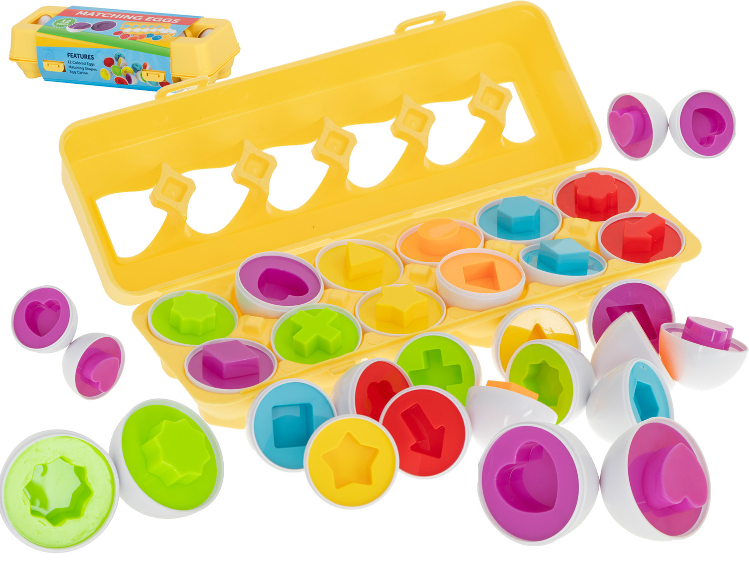 Montessori vzdelávacia hra - spájanie vajíčok - 12ks
