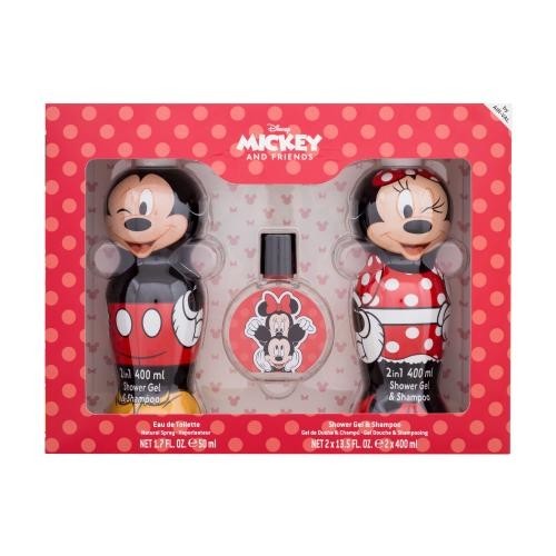 Disney Mickey And Friends darčeková kazeta toaletná voda 50 ml + sprchovací gél Mickey 400 ml + sprchovací gél Minnie 400 ml pre deti