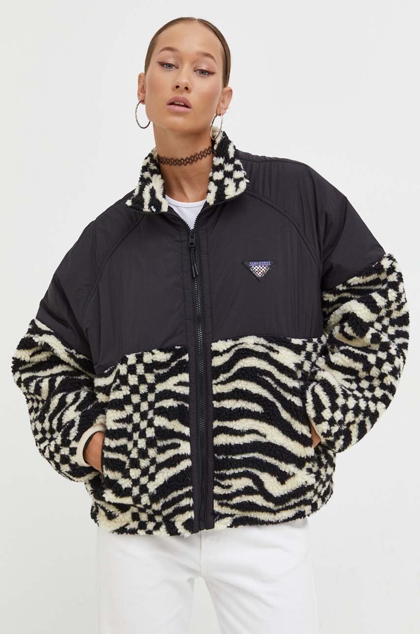 Bunda Rip Curl dámska, čierna farba, prechodná, oversize