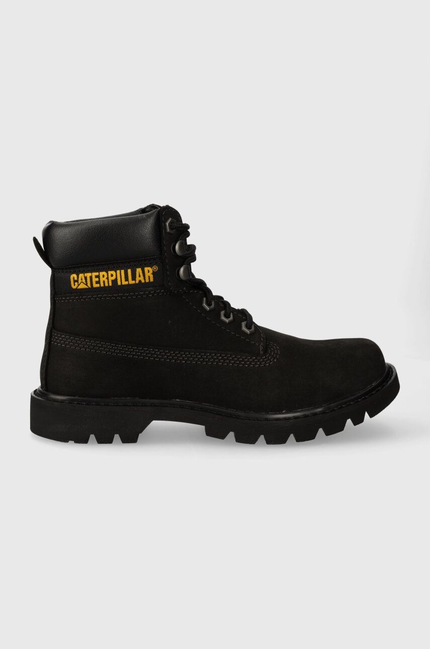 Semišové topánky Caterpillar COLORADO 2.0 dámske, čierna farba, na plochom podpätku, P110425