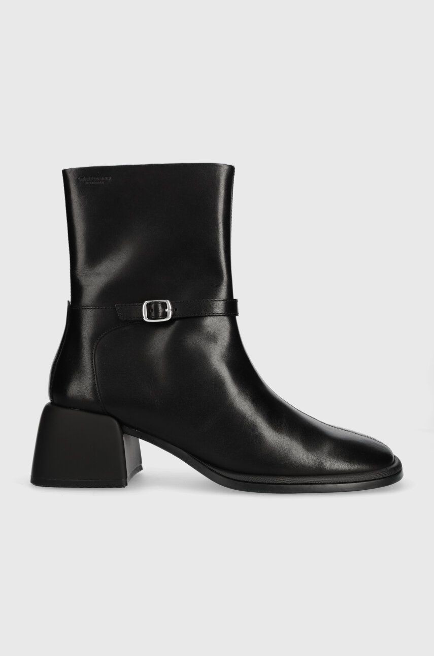 Kožené členkové topánky Vagabond Shoemakers ANSIE dámske, čierna farba, na podpätku, 5645.301.20