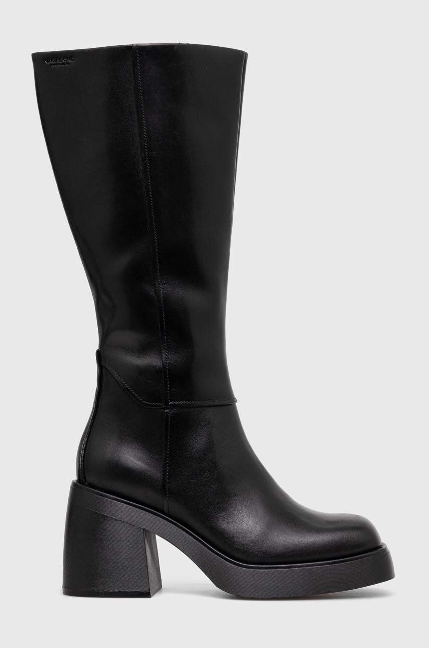 Kožené čižmy Vagabond Shoemakers BROOKE dámske, čierna farba, na podpätku, 5644.101.20