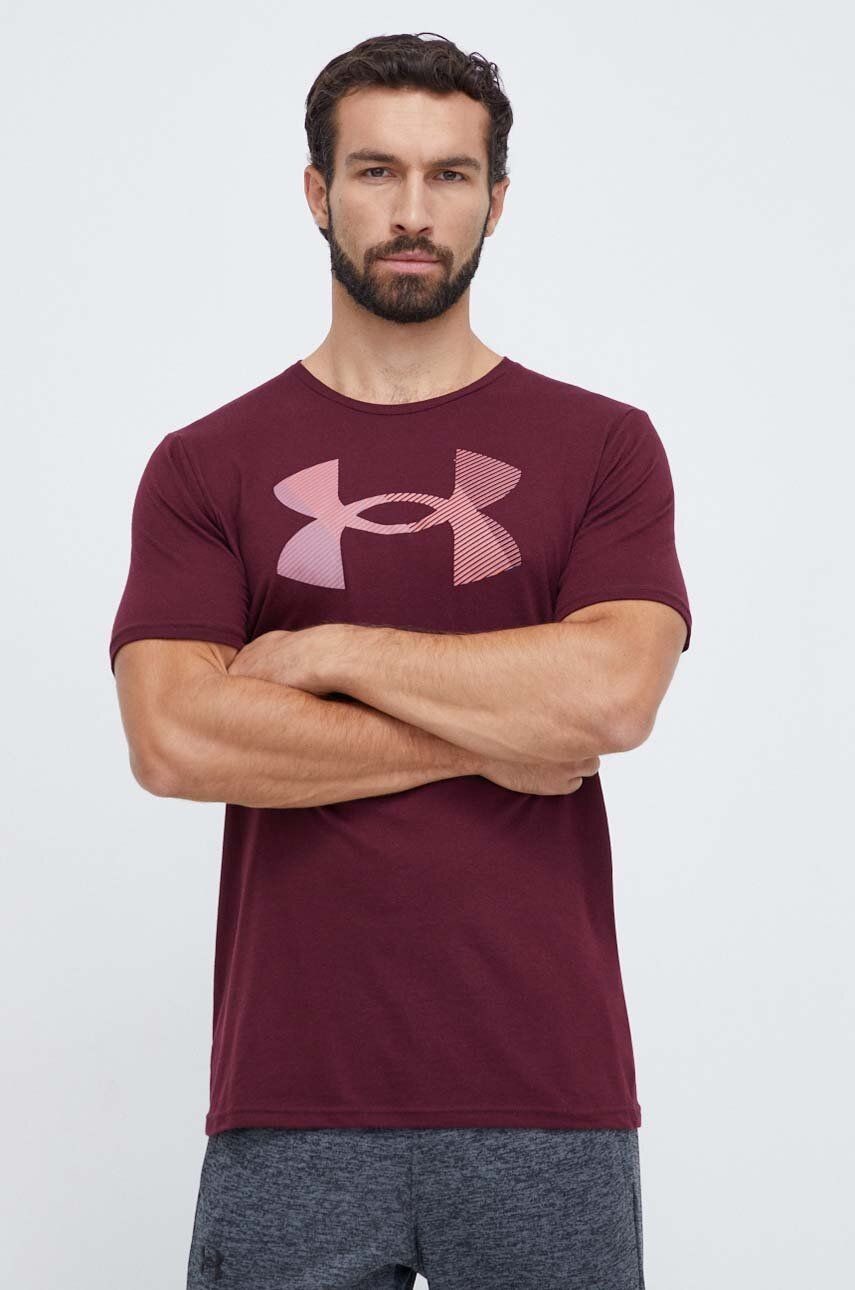 Tričko Under Armour pánsky, bordová farba, s potlačou