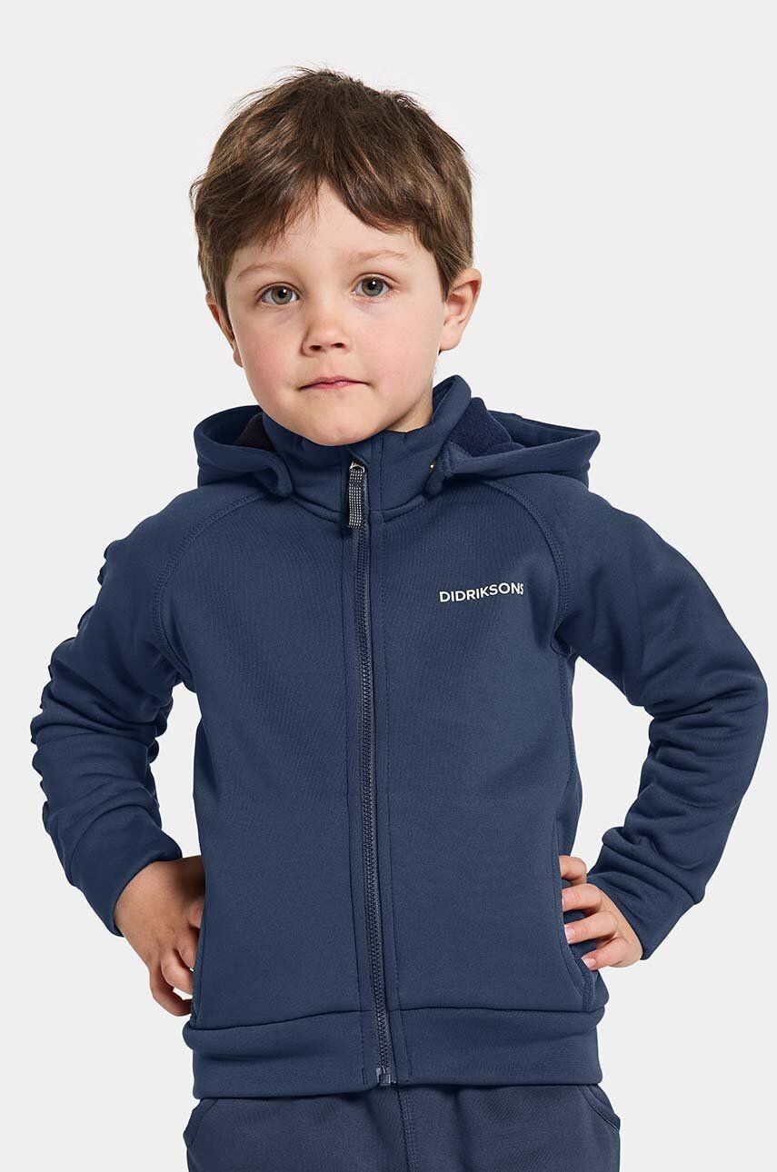 Detská mikina Didriksons CORIN KIDS FULLZIP tmavomodrá farba, s kapucňou, jednofarebná
