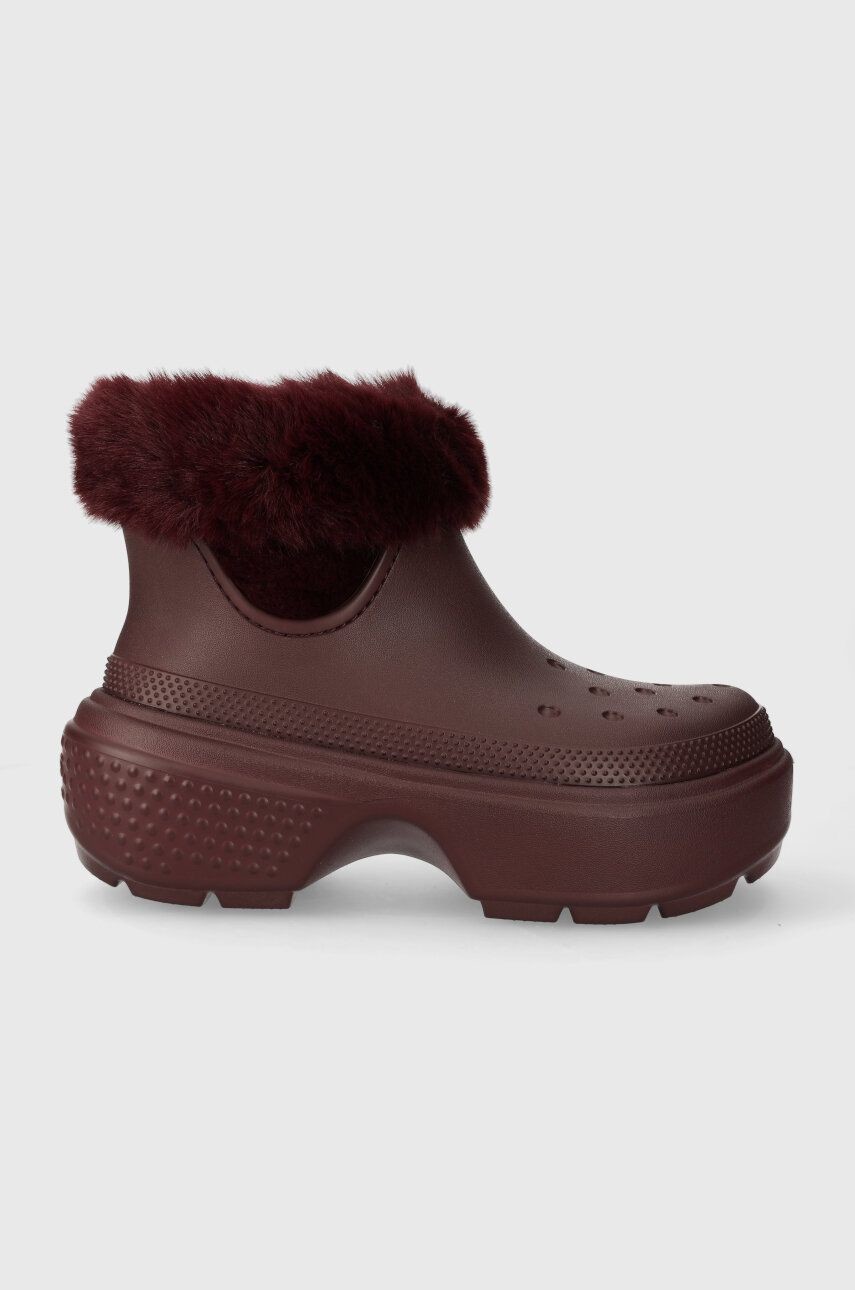 Snehule Crocs Stomp Lined Boot bordová farba, 208718