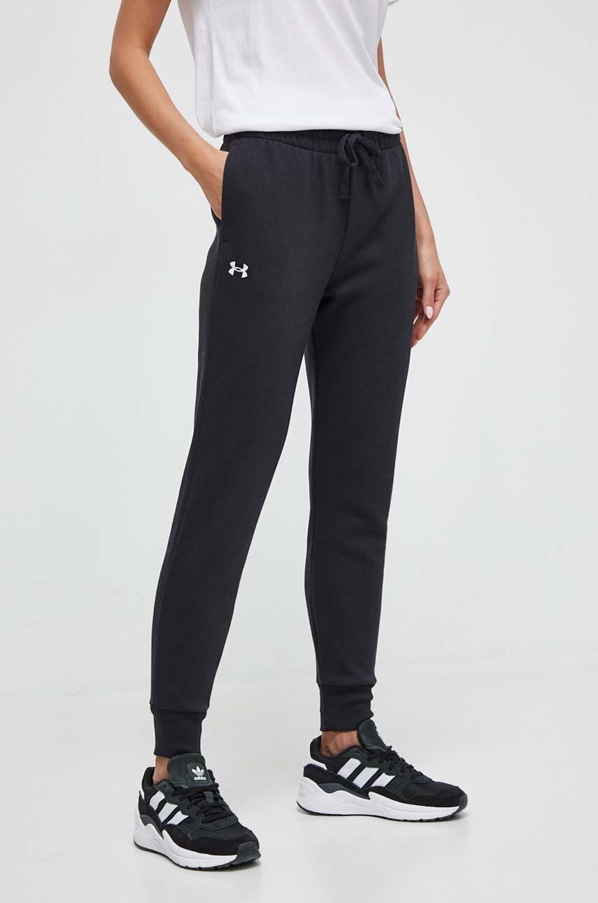 Tepláky Under Armour čierna farba, jednofarebné