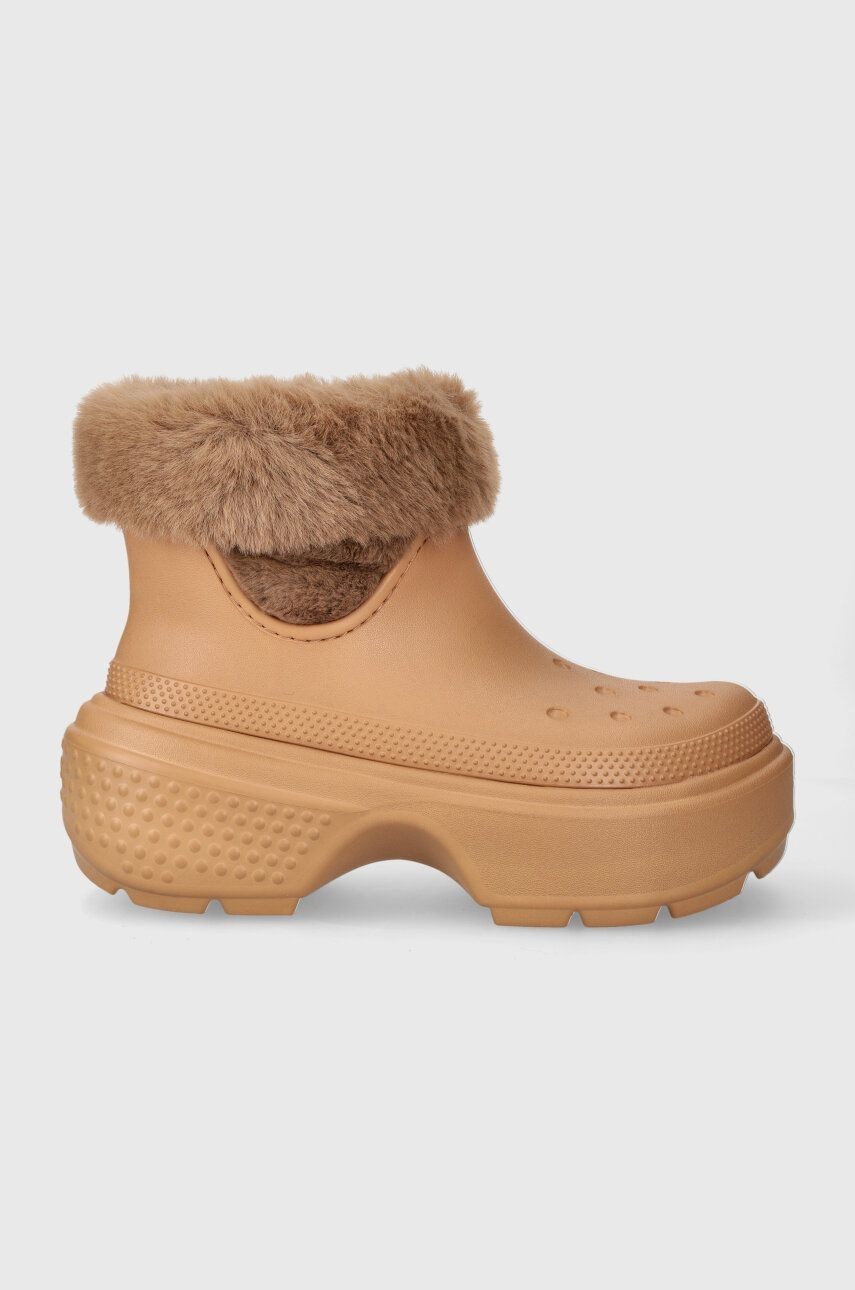 Snehule Crocs Stomp Lined Boot hnedá farba, 208718