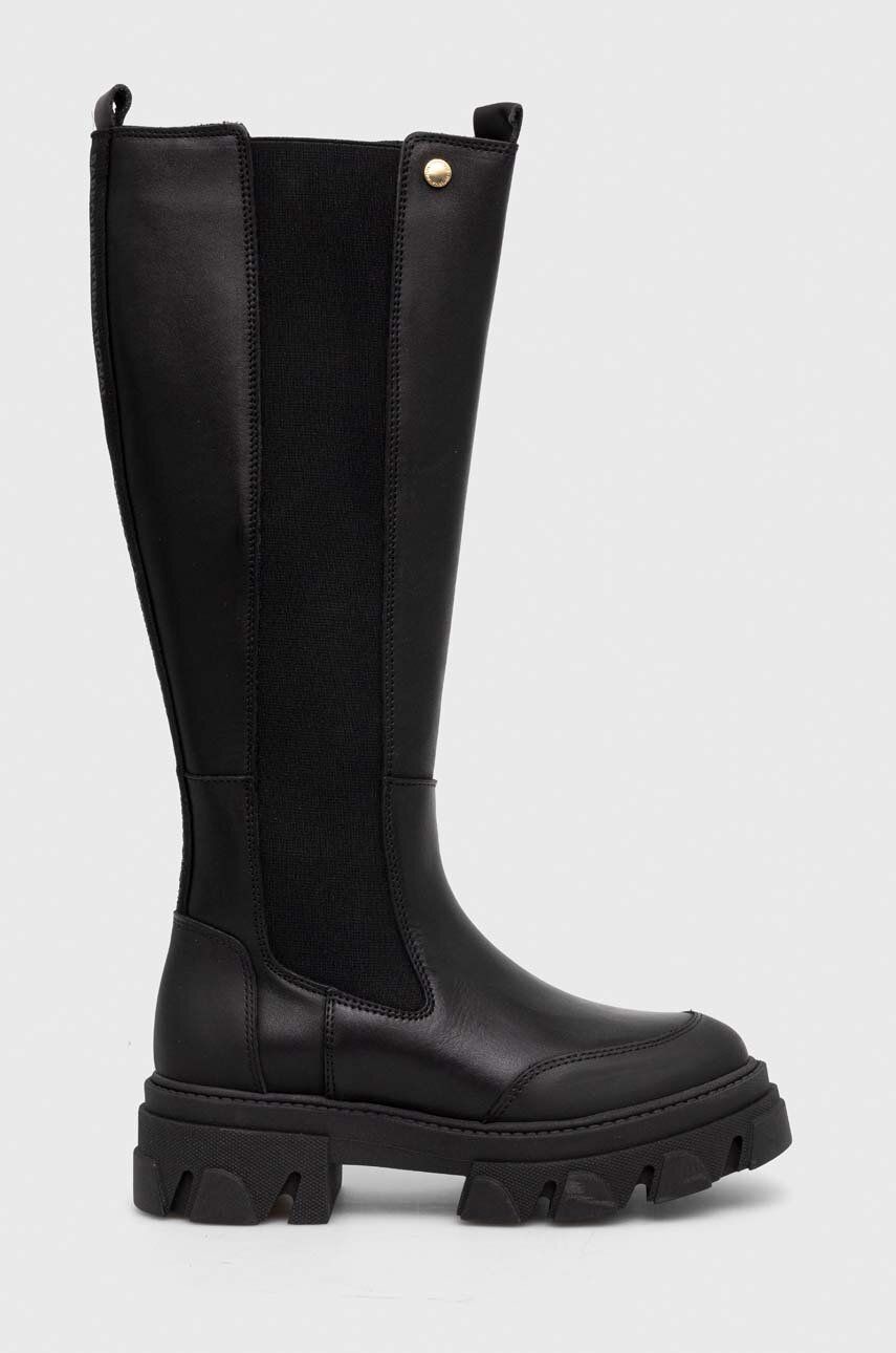 Kožené čižmy Barbour B.Intl Parson dámske, čierna farba, na platforme, LFO0636BK11