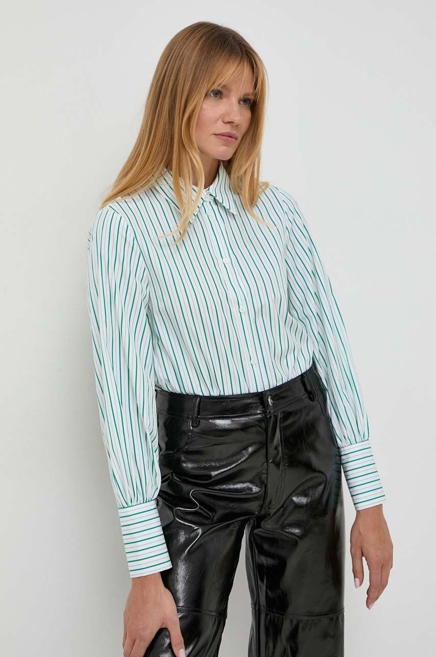 Bavlnená košeľa Beatrice B dámska, zelená farba, regular, s klasickým golierom