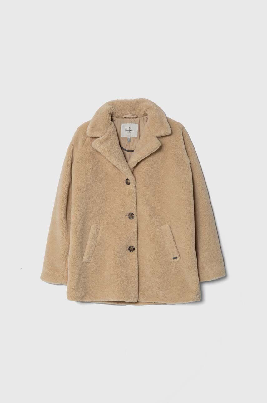 Detský kabát Pepe Jeans béžová farba