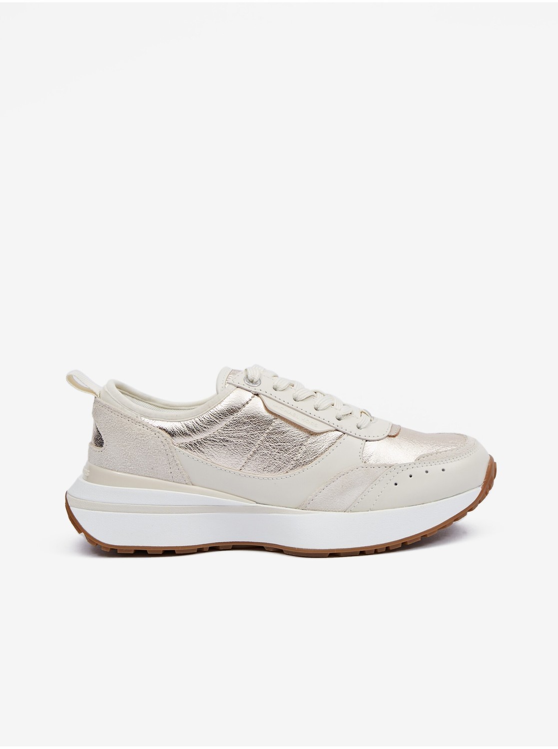 Krémovo-zlaté dámske kožené tenisky Michael Kors Flynn Trainer