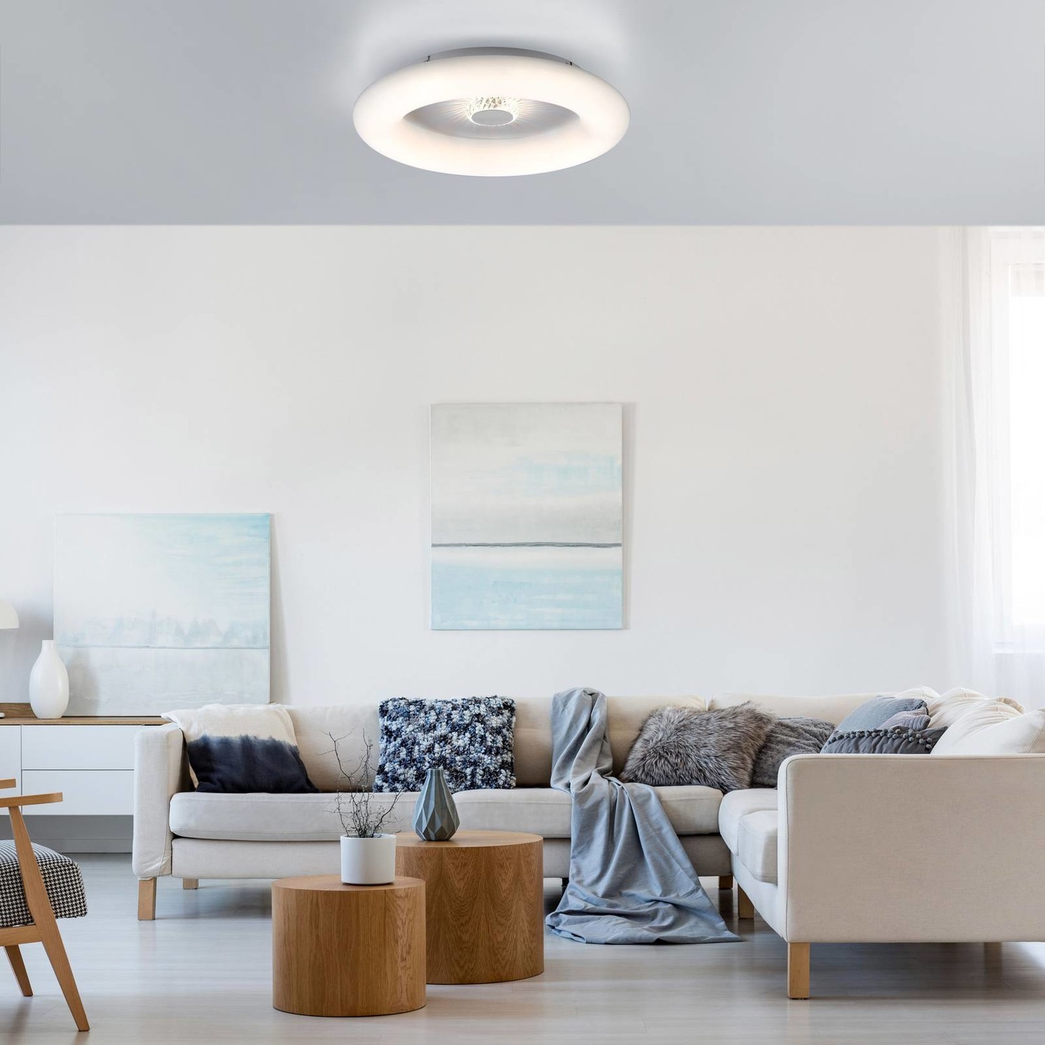 Stropné LED svetlo Vertigo, CCT, biela, Ø 50 cm
