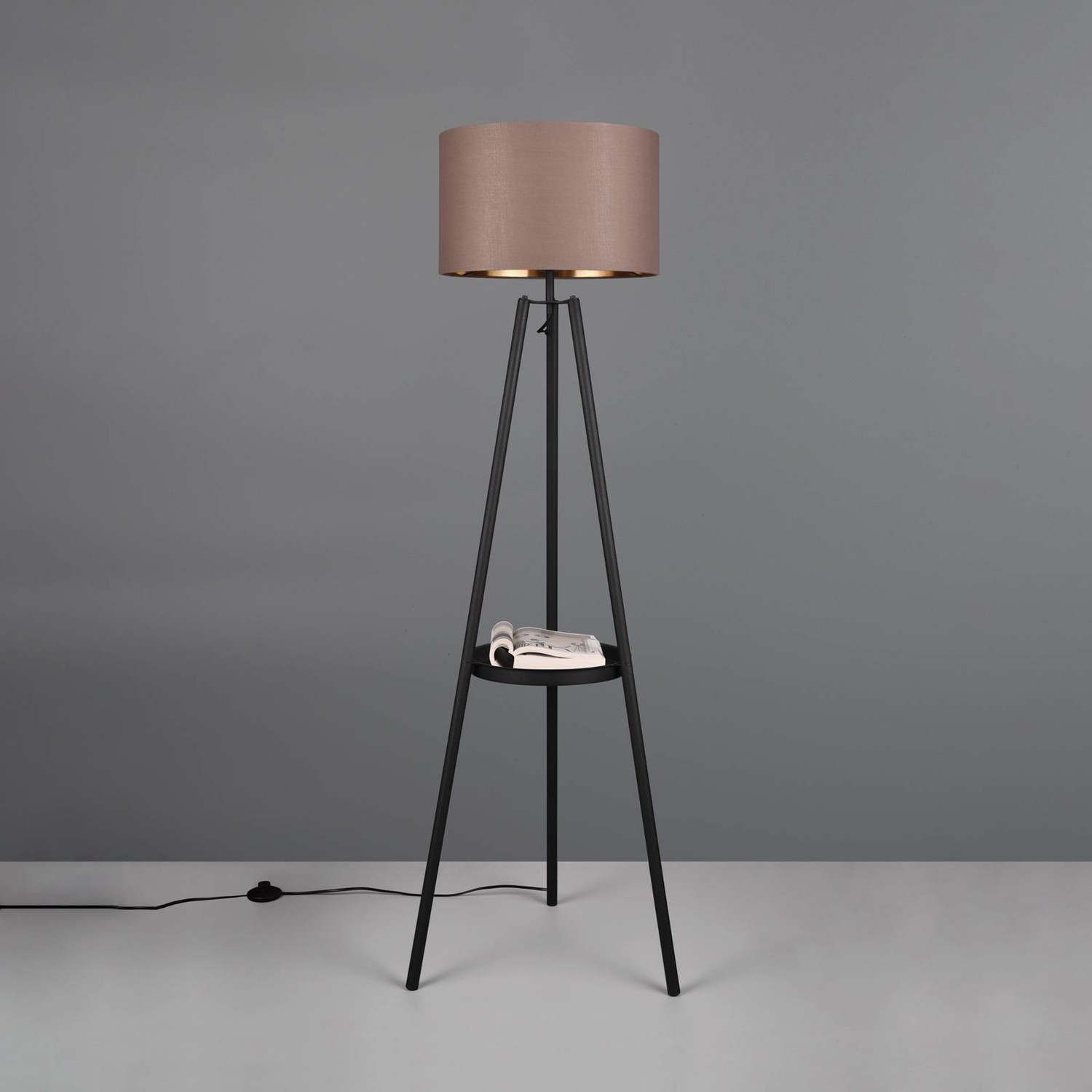 Stojacia lampa Colette trojnožka, čierna/taupe