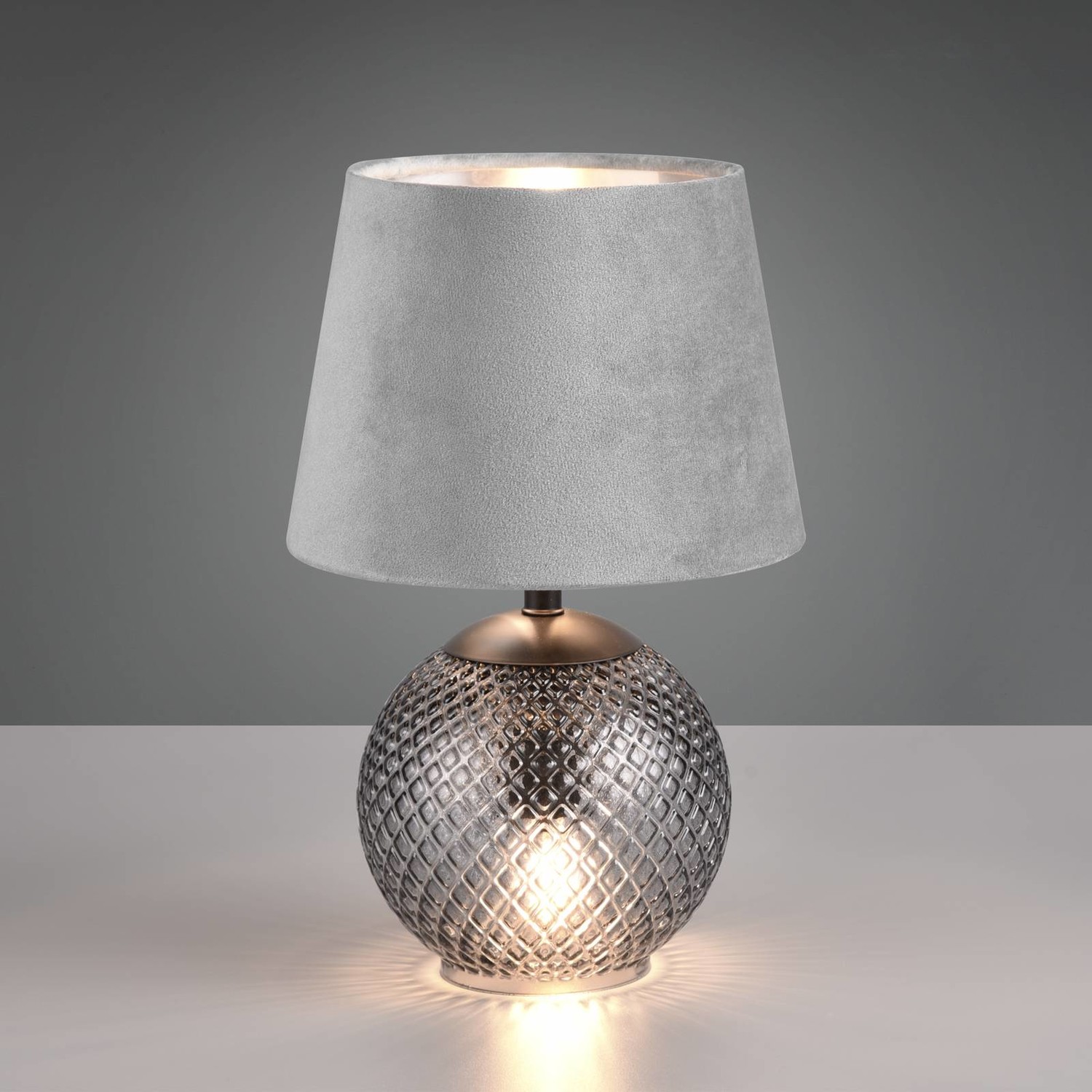 Stolová lampa Jonna sklo/zamat, sivá