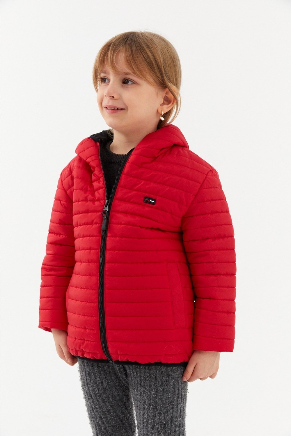 River Club Girls' Waterproof And Windproof Lined Red Hooded Coat.