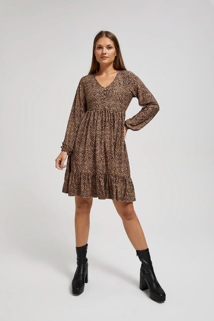 Patterned dress with frills