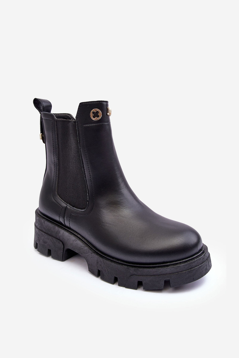 Women's leather shoes with black Lobb decoration