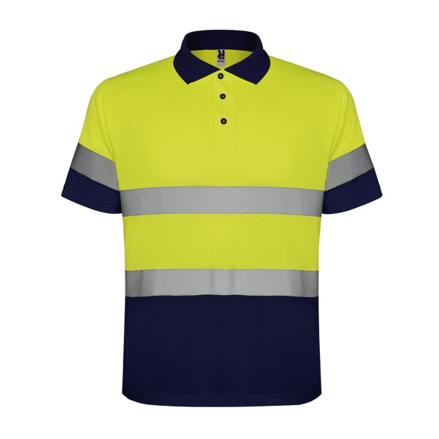 Pánská reflexní polokošile Roly Polaris - žltá svietiaca-navy, S
