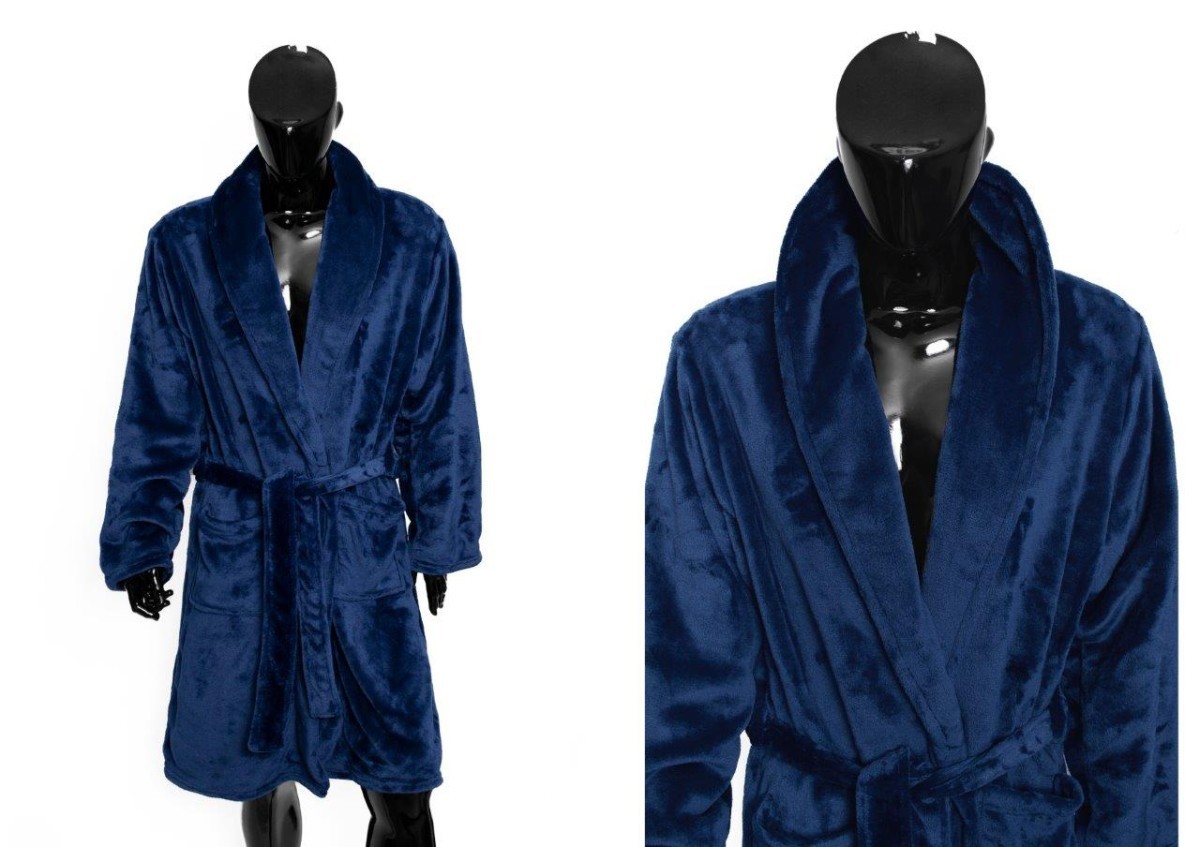 Pánský fleecový župan COMFORT KING vel. L tmavě modrý