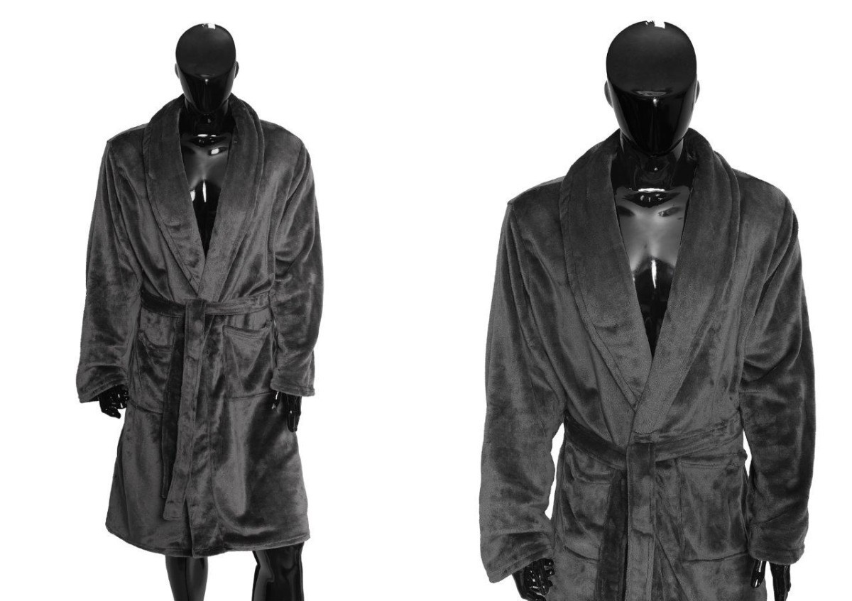 Pánský fleecový župan COMFORT KING vel. M tmavě šedý