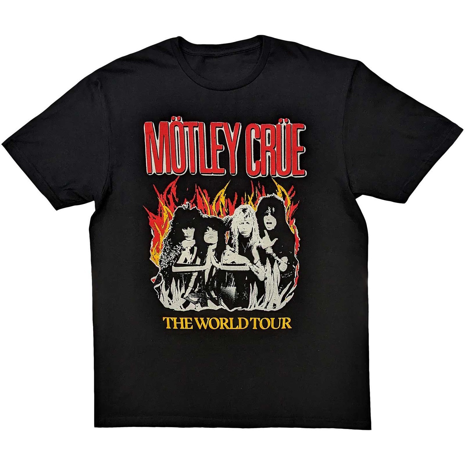 Motley Crue tričko Vintage World Tour Flames Čierna S