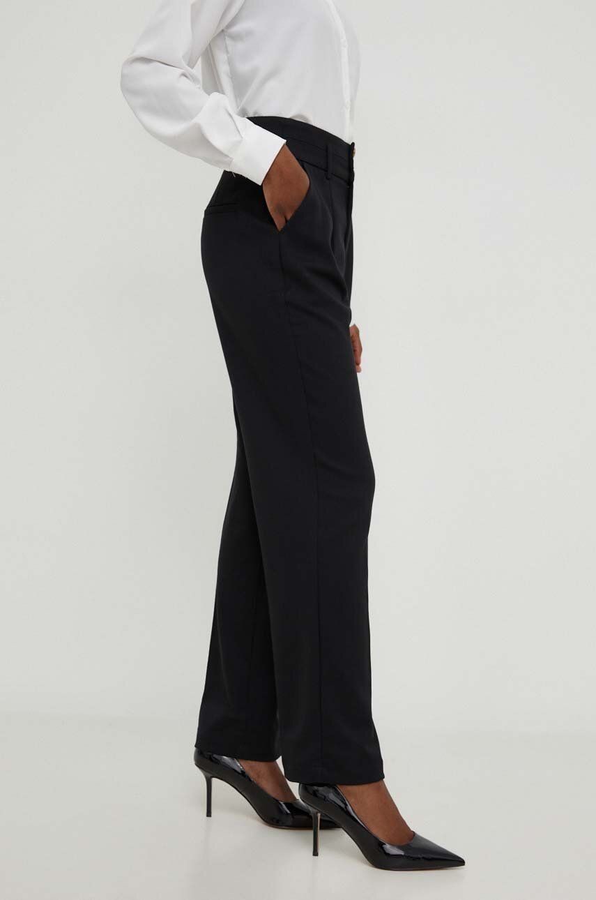 Vlnené nohavice Answear Lab čierna farba, rovné, vysoký pás