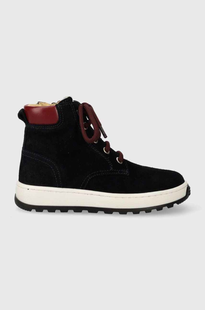 Detské semišové poltopánky Pom D'api FLOW BOOTS tmavomodrá farba