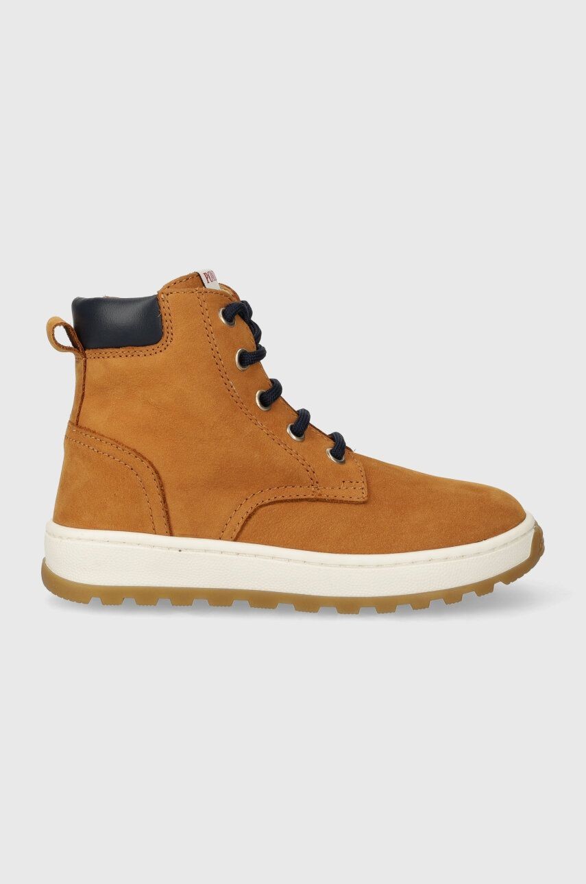 Detské semišové poltopánky Pom D'api FLOW BOOTS hnedá farba