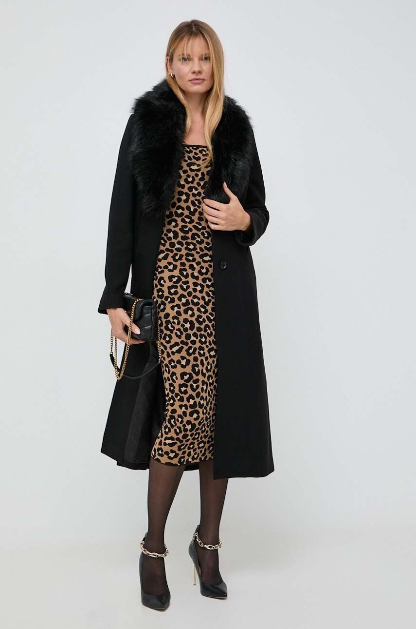 Vlnený kabát MICHAEL Michael Kors čierna farba, prechodný