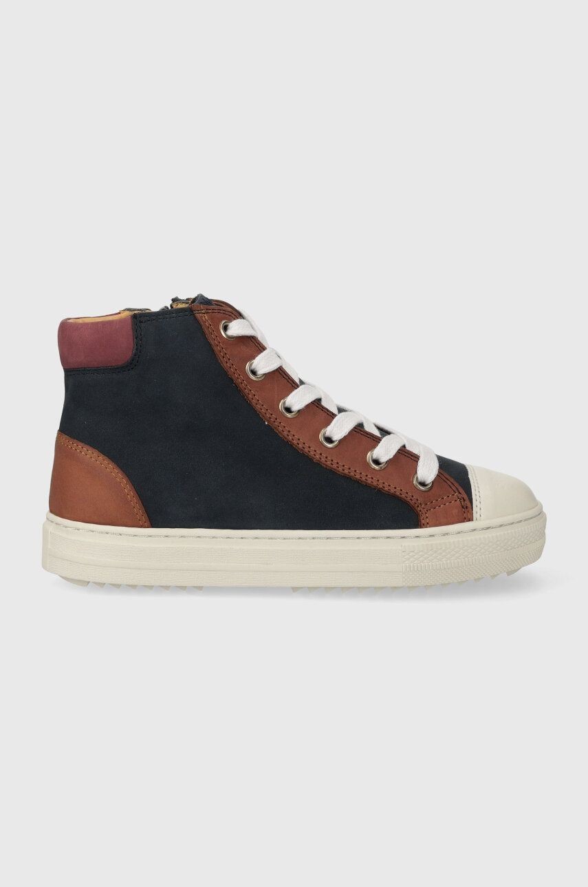 Detské semišové tenisky Pom D'api SWAG ZIP LACE tmavomodrá farba