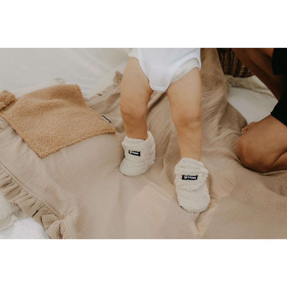 T-TOMI Teddy cream capačky cream 0-3 mesiace 1 pár
