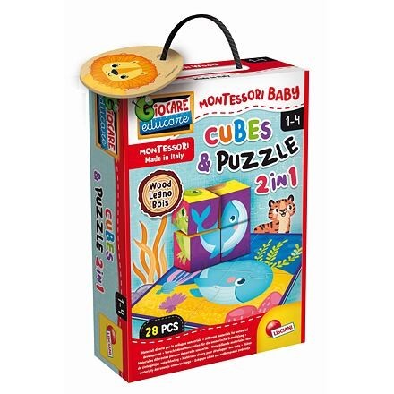 Lisciani MONTESSORI DREVENÉ KOCKY A PUZZLE