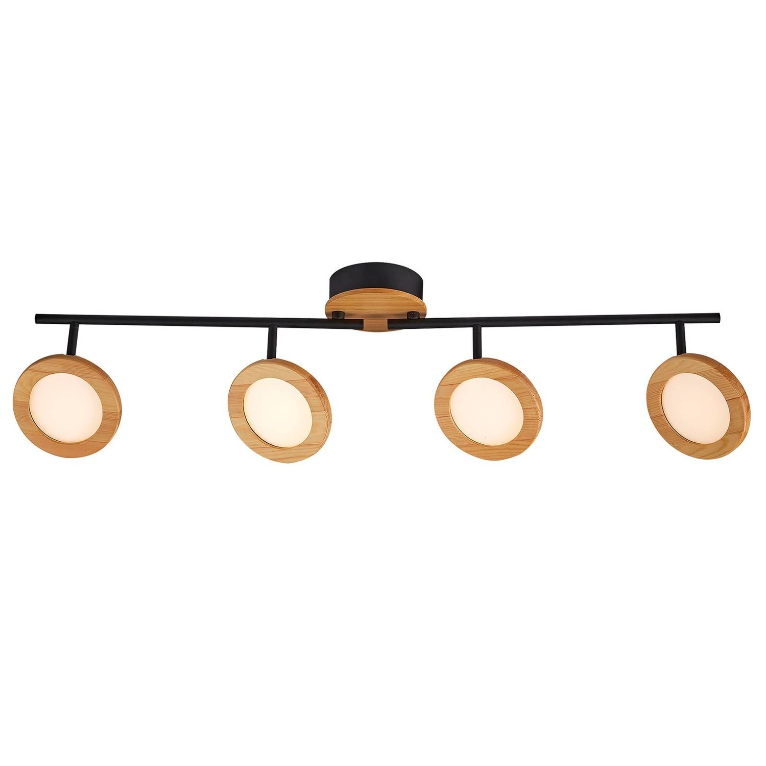 Lindby Manel LED bodové svetlá drevo 4-plameňové