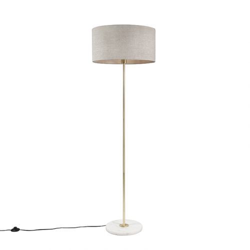 Stojacia lampa mosadz so sivým odtieňom 50 cm - Kaso