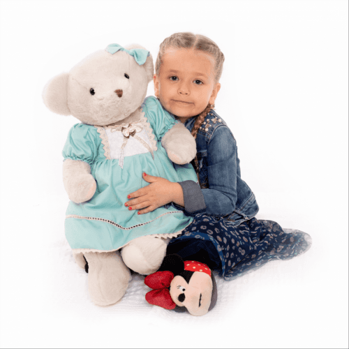 Plyšový medvěd, smetanová / modrá, 65cm, Maden GIRL typ2