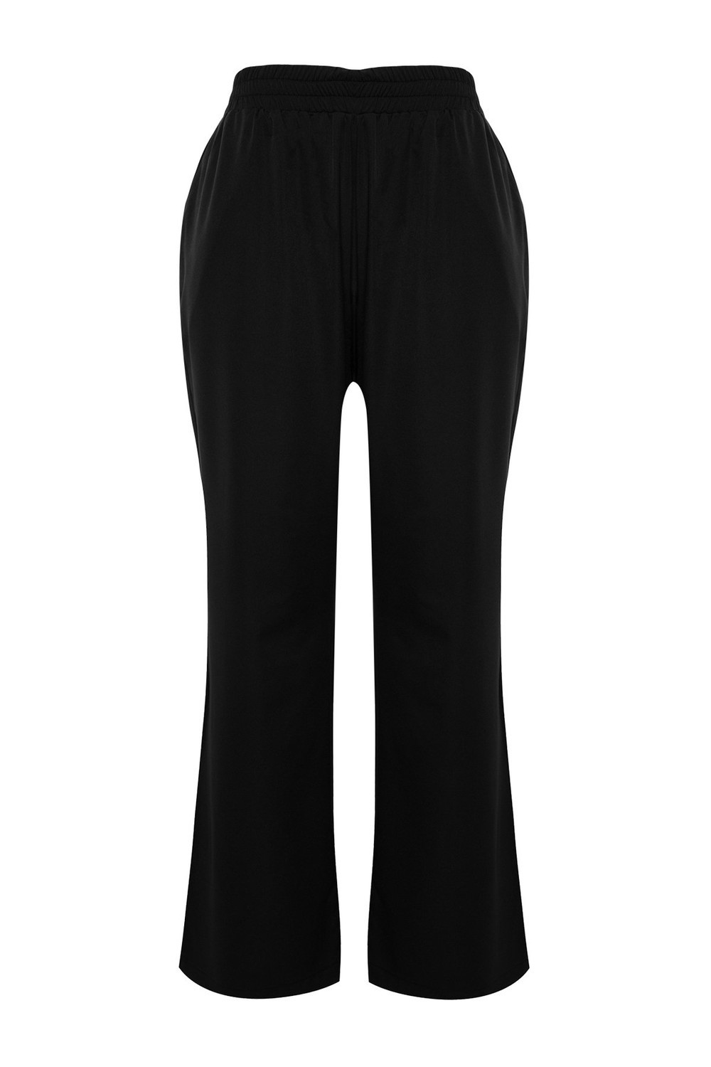 Trendyol Curve Black High Waist Weave Flowy Trousers