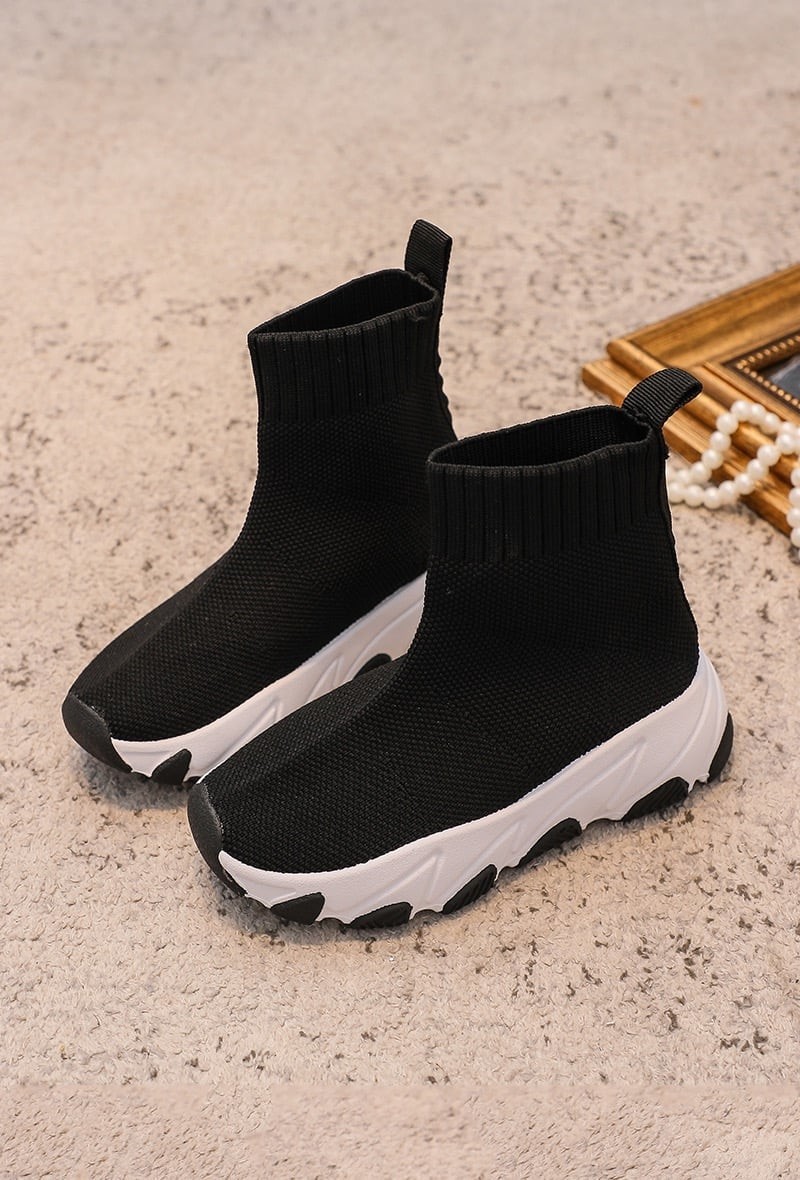 Children's sports shoes with sock black and white Zaelin