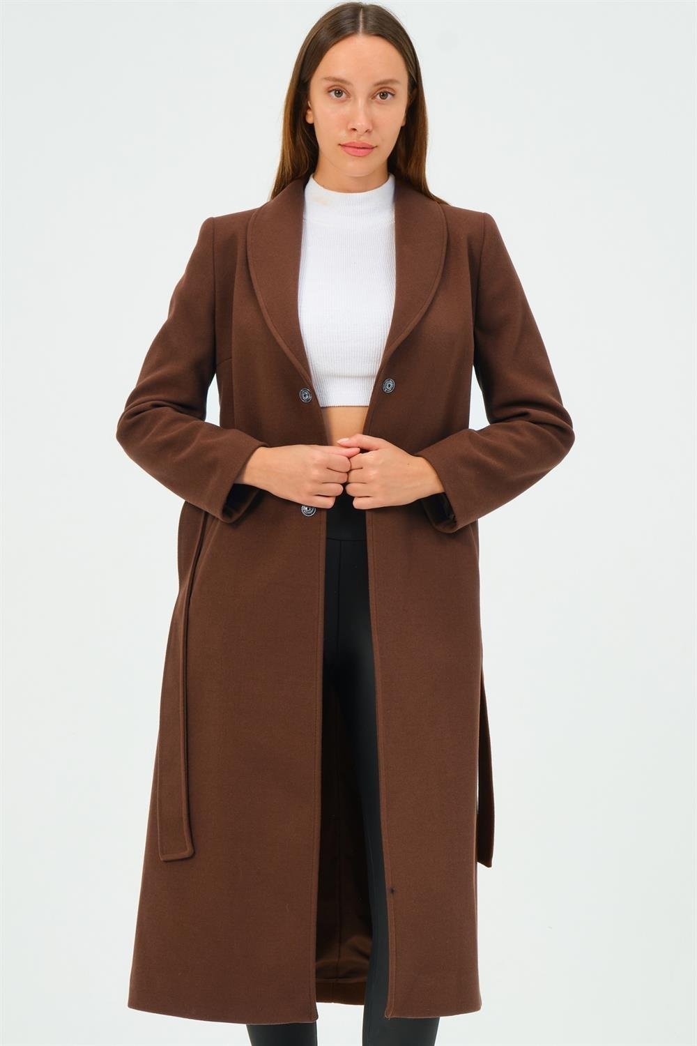 Z6681 DEWBERRY WOMEN'S COAT-OUTDOOR COFFEE