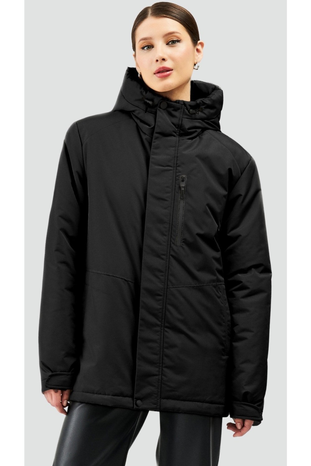 River Club Women's Thick Lined Water And Windproof Hooded Winter Black Coat & Parka