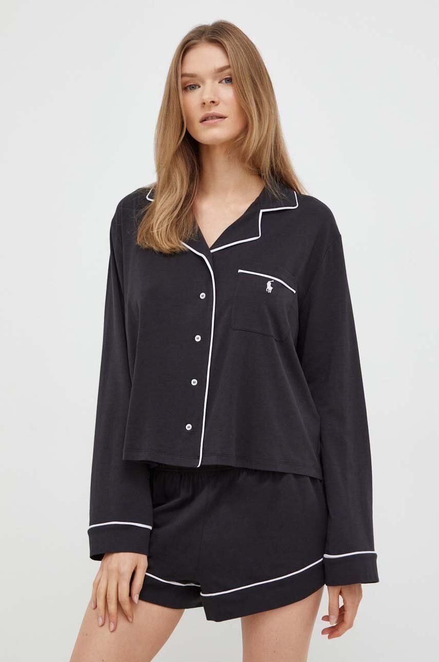 Pyžamo Polo Ralph Lauren dámska, čierna farba
