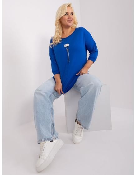Dámska plus size blúzka s rebrovaným lemom ERA tmavomodrá