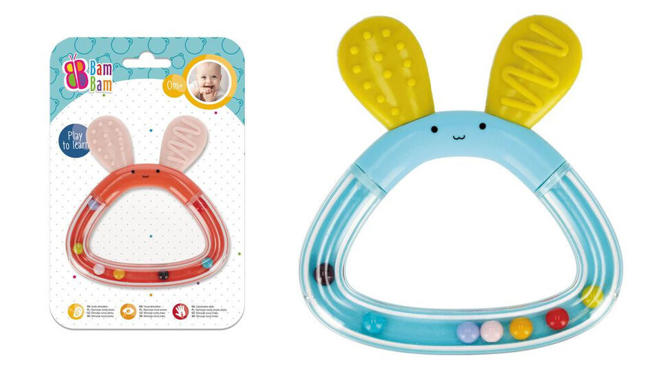 BamBam Hrkálka/hrýzatko zajac 8cm - modrá